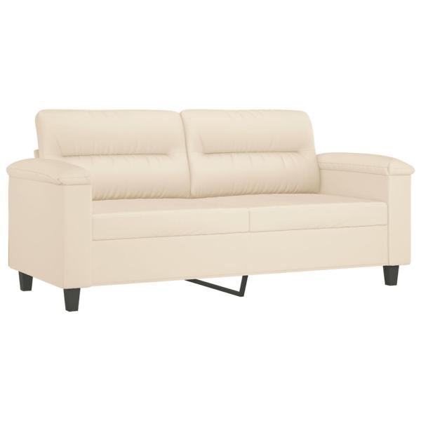 3-tlg. Sofagarnitur mit Kissen Beige Mikrofasergewebe