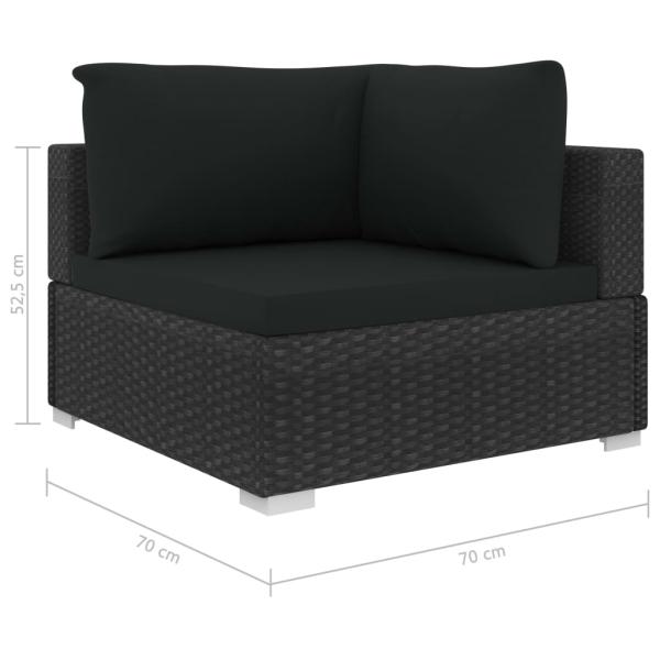 12-tlg. Garten-Lounge-Set mit Auflagen Poly Rattan Schwarz