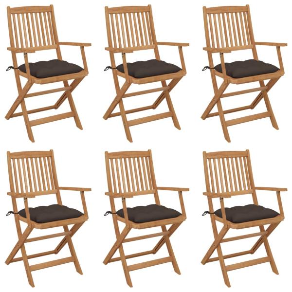 ARDEBO.de - Klappbare Gartenstühle 6 Stk. mit Kissen Massivholz Akazie