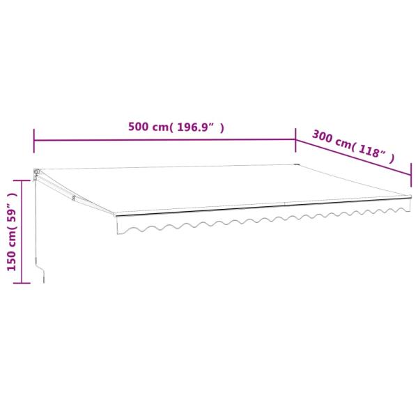 Elektrische Markise mit Kurbel Anthrazit 5x3 m