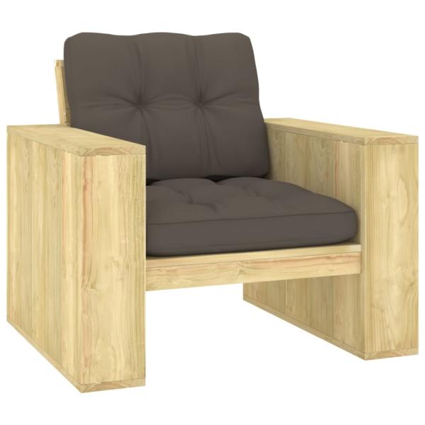 ARDEBO.de - Gartenstuhl mit Taupe Kissen Imprägniertes Kiefernholz