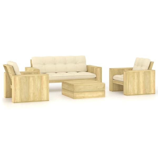 ARDEBO.de - 4-tlg. Garten-Lounge-Set mit Kissen Kiefernholz Imprägniert