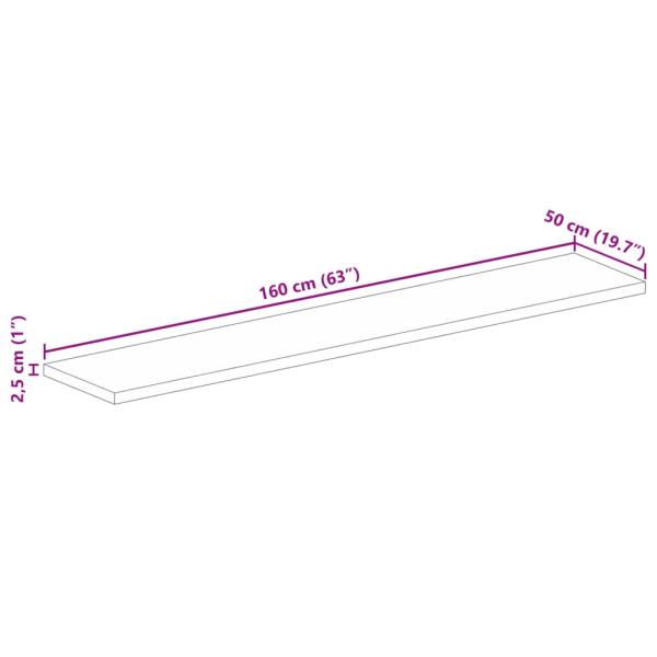 Tischplatte 160x50x2,5 cm Rechteckig Massivholz Akazie