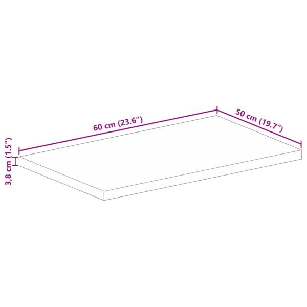 Tischplatte 60x50x3,8 cm Rechteckig Massivholz Akazie
