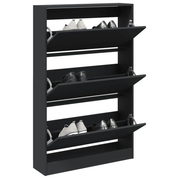 ARDEBO.de - Schuhschrank Schwarz 80x21x125,5 cm Holzwerkstoff