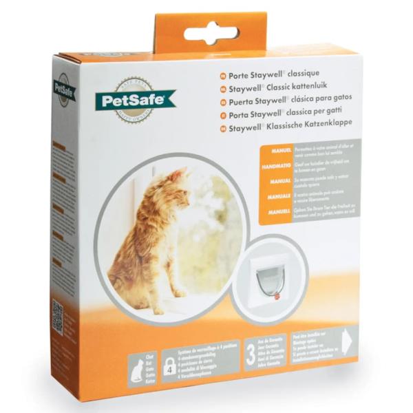 PetSafe Katzenklappe 4-Wege Manuell ohne Tunnel Classic 919 Weiß
