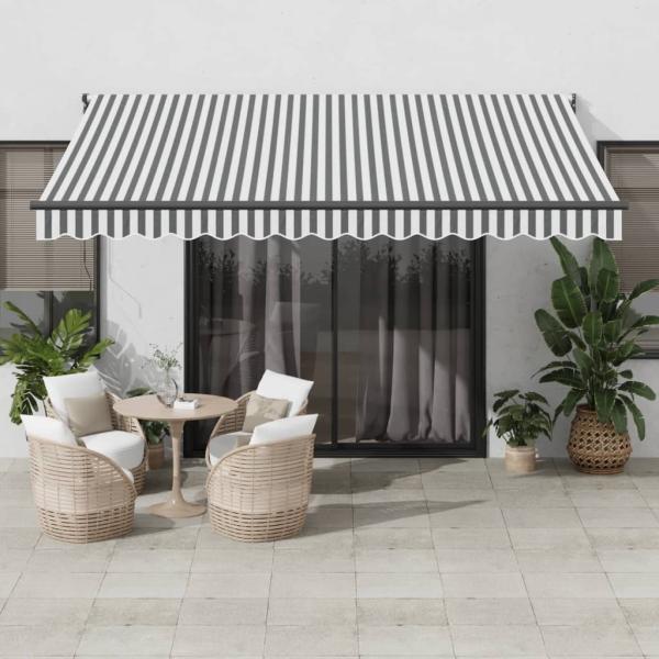 ARDEBO.de - Markise Einziehbar Anthrazit und Weiß 4x3 m Stoff und Aluminium
