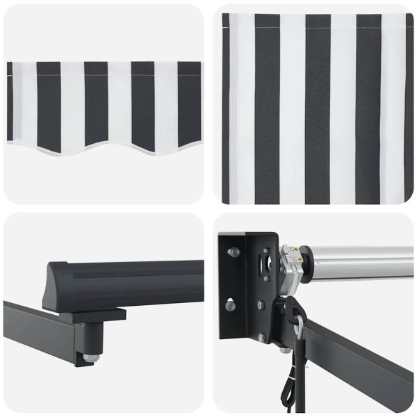 ARDEBO.de - Markise Einziehbar Anthrazit und Weiß 5x3 m Stoff und Aluminium