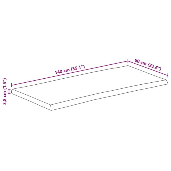 Tischplatte mit Baumkante 140x60x3,8 cm Massivholz Mango