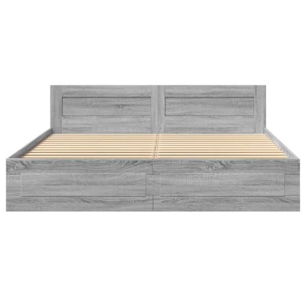 Bettgestell mit Kopfteil Grau Sonoma 180x200 cm Holzwerkstoff