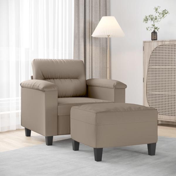 ARDEBO.de - Sessel mit Hocker Taupe 60 cm Mikrofasergewebe