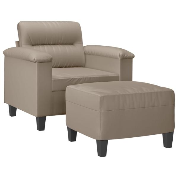 Sessel mit Hocker Taupe 60 cm Mikrofasergewebe