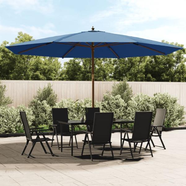 ARDEBO.de - Sonnenschirm mit Holzmast Azurblau 400x273 cm