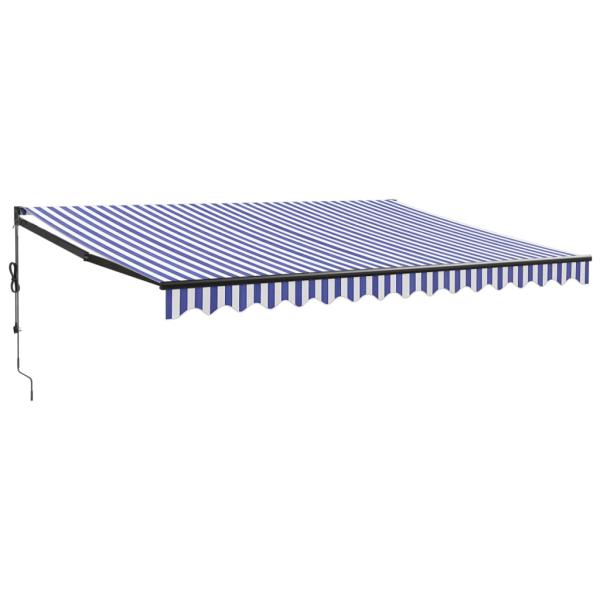 Elektrische Markise mit Kurbel Blau und Weiß 4x3 m