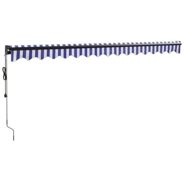 Elektrische Markise mit Kurbel Blau und Weiß 4x3 m