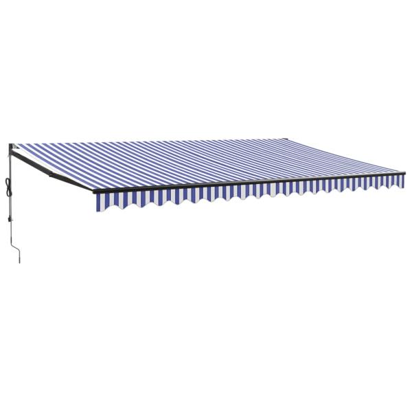 Elektrische Markise mit Kurbel Blau und Weiß 5x3 m
