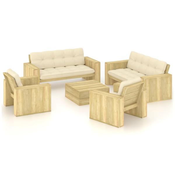 ARDEBO.de - 5-tlg. Garten-Lounge-Set mit Kissen Kiefernholz Imprägniert