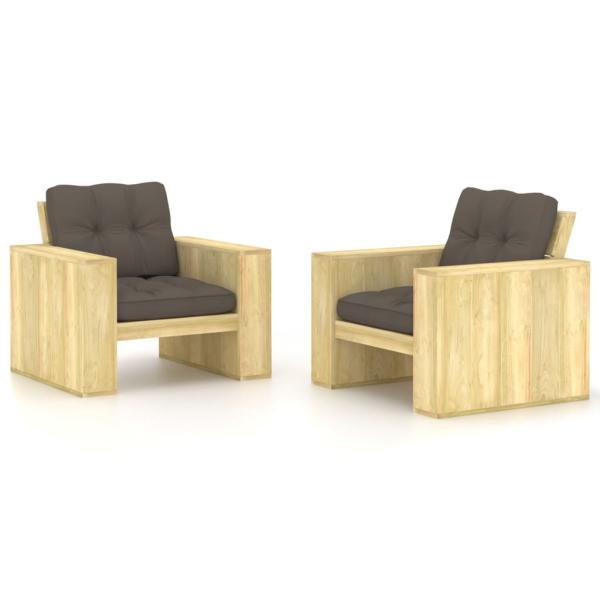 ARDEBO.de - Gartenstühle 2 Stk. mit Taupe Kissen Kiefer Imprägniert