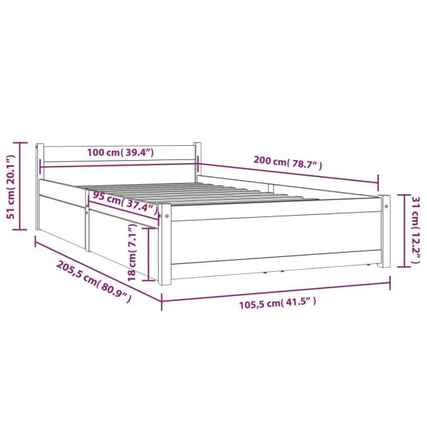 Bett mit Schubladen 100x200 cm