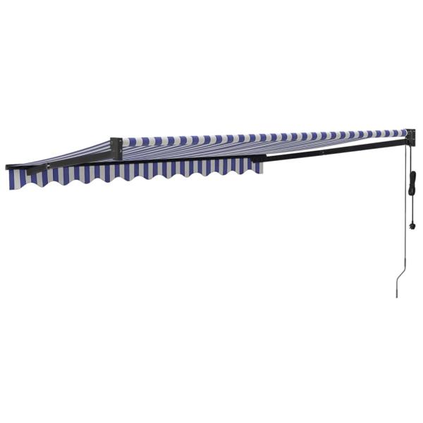 Elektrische Markise mit Kurbel Blau und Weiß 3,5x2,5 m