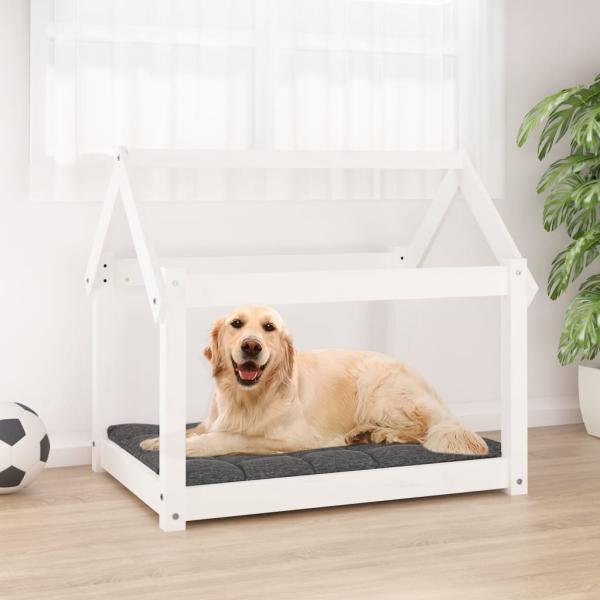 ARDEBO.de - Hundebett Weiß 81x60x70 cm Massivholz Kiefer
