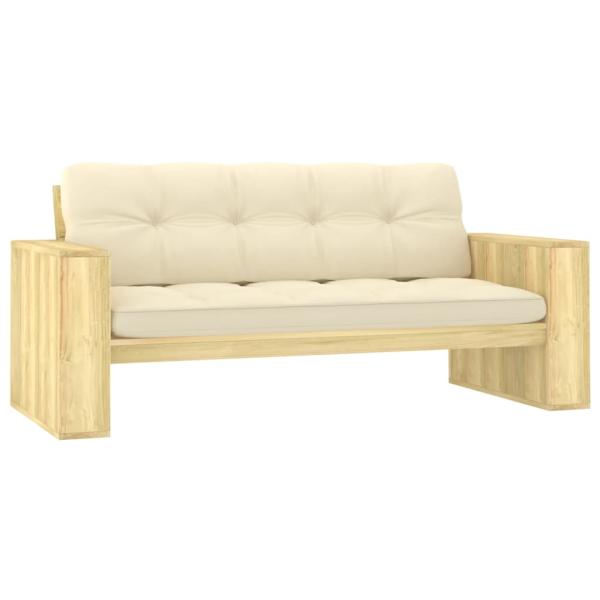 ARDEBO.de - Gartenbank mit Creme Kissen 179 cm Kiefernholz Imprägniert