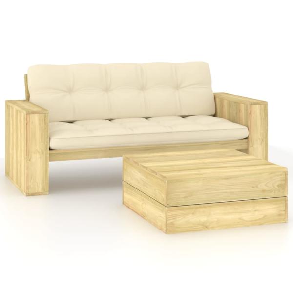 ARDEBO.de - 2-tlg. Garten-Lounge-Set mit Kissen Kiefernholz Imprägniert