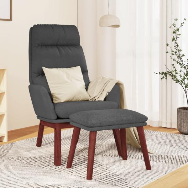 ARDEBO.de - Relaxsessel mit Hocker Dunkelgrau Stoff