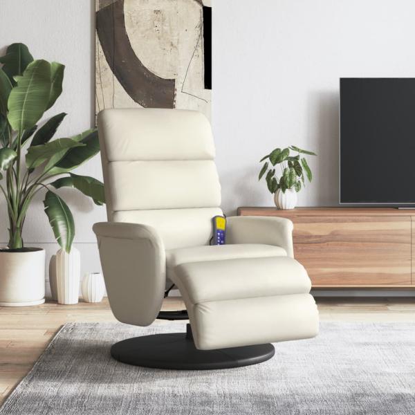 ARDEBO.de - Massagesessel mit Fußteil Creme Kunstleder