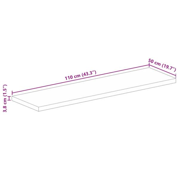 Tischplatte 110x50x3,8 cm Rechteckig Massivholz Akazie