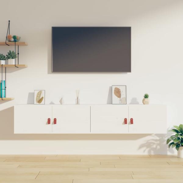 ARDEBO.de - Wandschränke 2 Stk. Weiß 80x30x30 cm Massivholz Kiefer