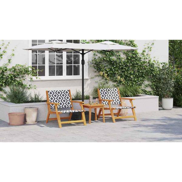 Gartenstühle mit Tisch 3 Teile Schwarz und Weiß aus Akazienholz
