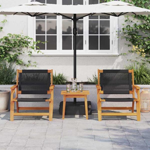 Gartenstühle mit Tisch 3er Set Schwarz Akazienholz