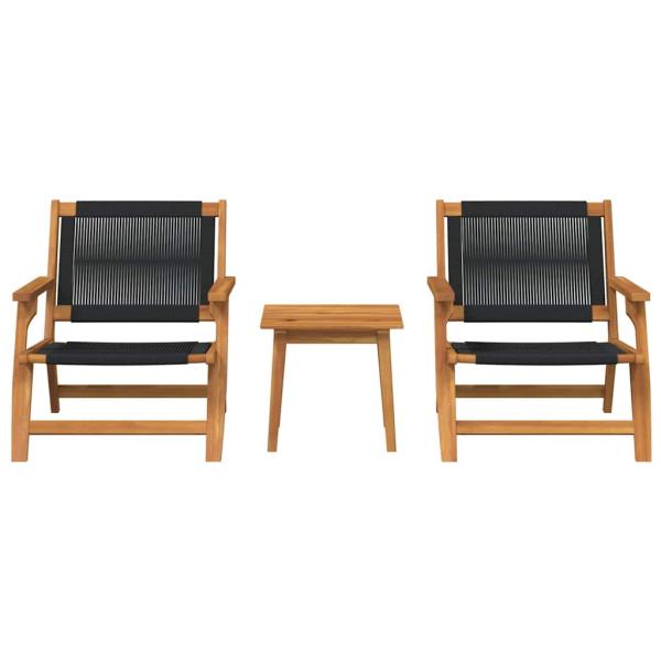 Gartenstühle mit Tisch 3er Set Schwarz Akazienholz