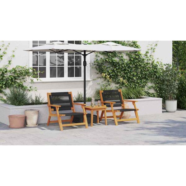 Gartenstühle mit Tisch 3er Set Schwarz Akazienholz