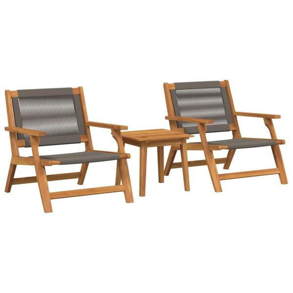 Gartenstühle mit Tisch 3er Set Grau Akazienholz