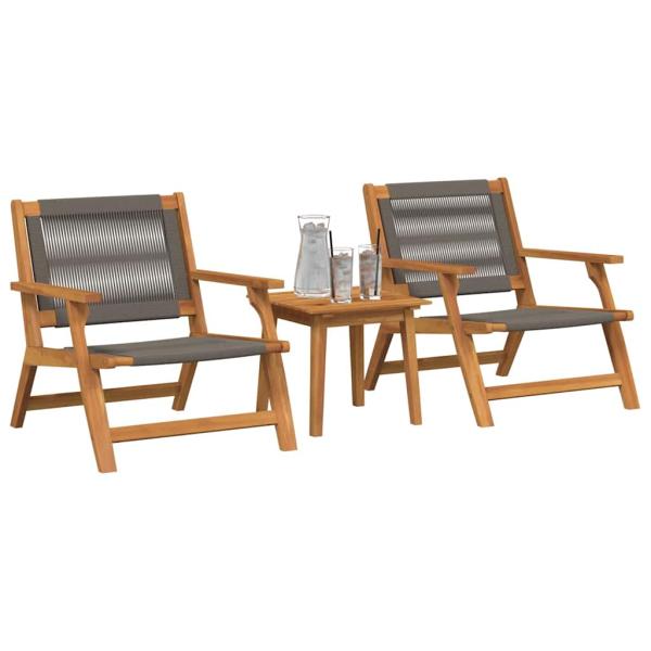 Gartenstühle mit Tisch 3er Set Grau Akazienholz