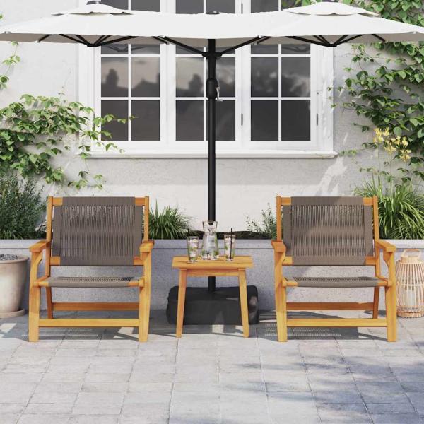 Gartenstühle mit Tisch 3er Set Grau Akazienholz