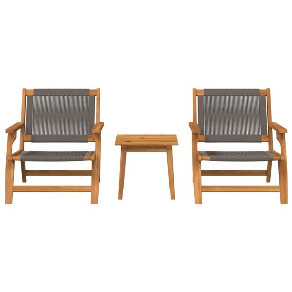 Gartenstühle mit Tisch 3er Set Grau Akazienholz