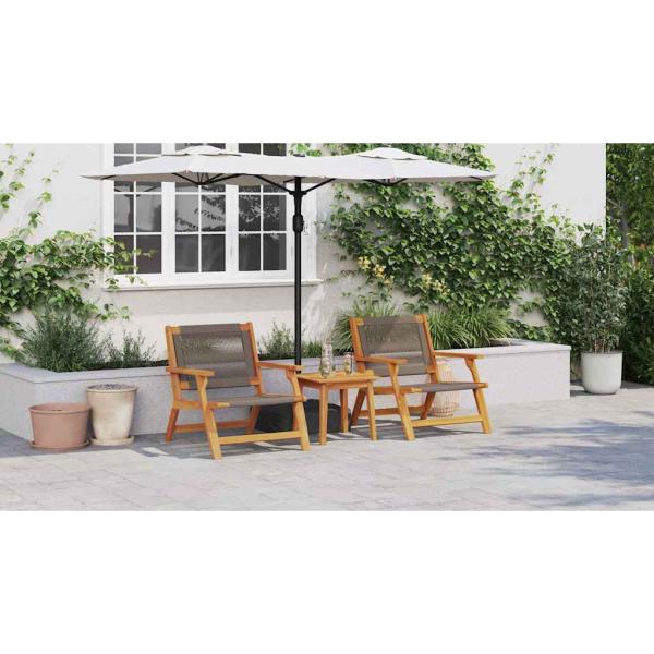 Gartenstühle mit Tisch 3er Set Grau Akazienholz