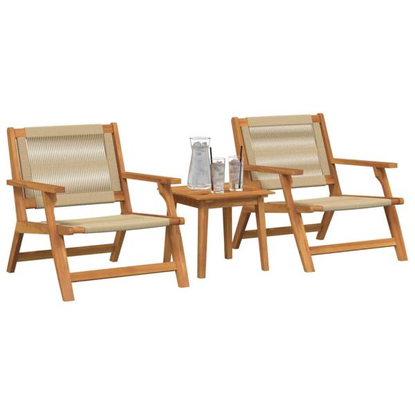 Gartenstuhl mit Tisch 3-teilig Beige Akazienholz