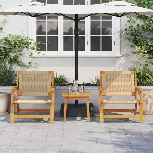 Gartenstuhl mit Tisch 3-teilig Beige Akazienholz