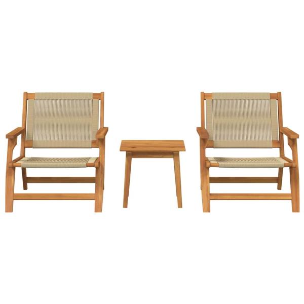 Gartenstuhl mit Tisch 3-teilig Beige Akazienholz