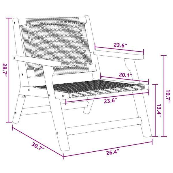 Gartenset mit 5 Stühlen und Tisch in Schwarz aus massivem Akazienholz