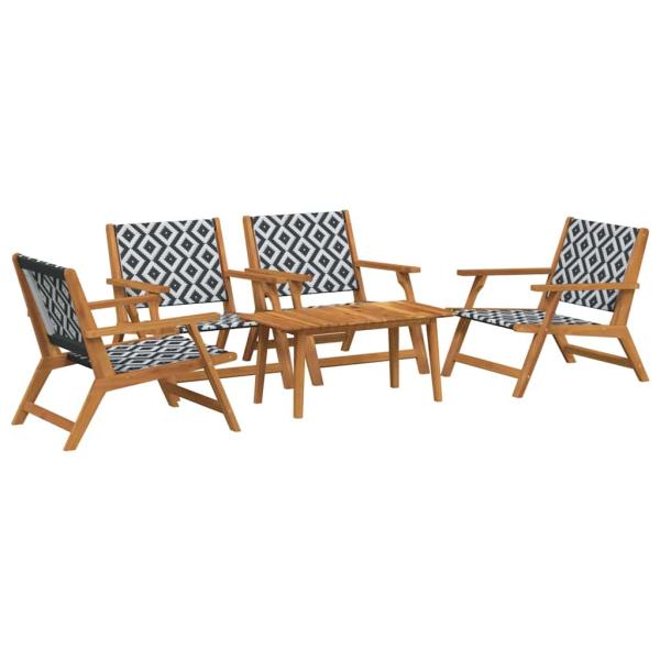 Gartenstühle mit Tisch 5-teilig Schwarz und Weiß aus massivem Akazienholz