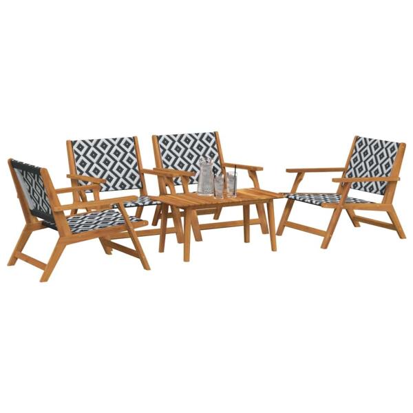 Gartenstühle mit Tisch 5-teilig Schwarz und Weiß aus massivem Akazienholz