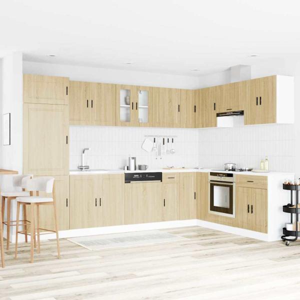 ARDEBO.de - Waschbecken-Unterschrank ""Porto"" mit Waschbecken Sonoma Eiche 80x46x84,5 cm aus Holzwerkstoff