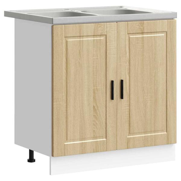 Waschbecken-Unterschrank ""Porto"" mit Waschbecken Sonoma Eiche 80x46x84,5 cm aus Holzwerkstoff