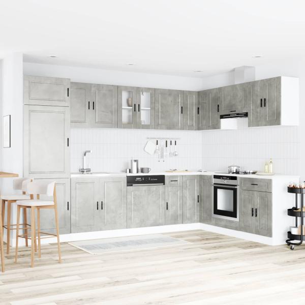 ARDEBO.de - Waschbeckenunterschrank ""Porto"" mit Waschbecken Betongrau 80x46x84,5 cm Hergestelltes Holz