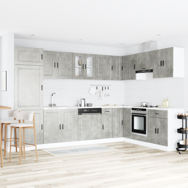 Waschbeckenunterschrank ""Porto"" mit Waschbecken Betongrau 80x46x84,5 cm Hergestelltes Holz